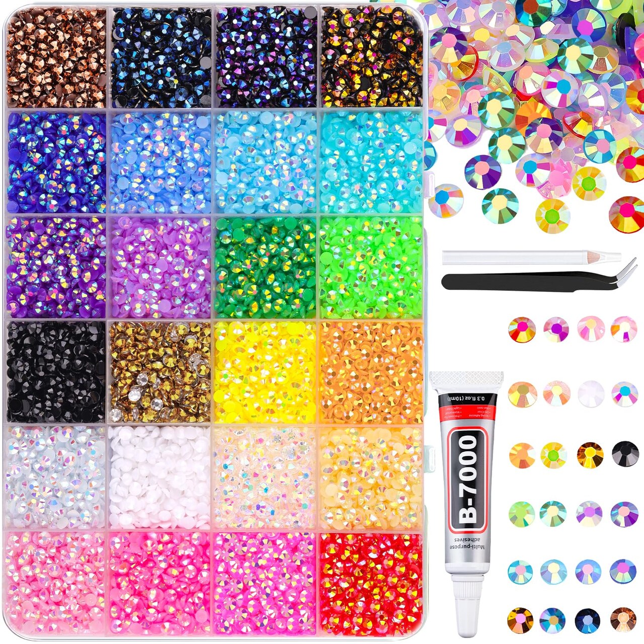 12600Pcs 4mm Jelly Resin Rhinestones with Glue - Multicolored